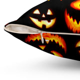 Halloween Throw Pillow/ Spooky Jack O Lanterns With Purple And Green Glitter Imaged Drips Decor