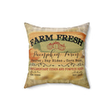 Autumn Fall Pillow/ Farm Fresh Pumpkins Hay Rides, Corn Maze Sign Orange And Green Plaid Farmhouse Decor