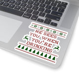 Christmas Stickers/ Santa Funny Drinking Quote Laptop Decal, Planner, Journal Vinyl Stickers