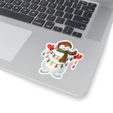 Christmas Stickers/ Snowman With Holiday Lights Laptop Decal, Planner, Journal Vinyl Stickers