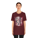 Valentine Shirts/ Silver Gray Heart With Burgundy And Pink Brushtroke Background T shirts