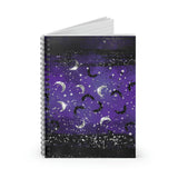Halloween Journal/ Purple Glam Silver And Black Moons Notebook/ Diary Gift