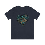 Valentine Shirts/ Gothic Grunge Teal Blue Animal Leopard, Giraffe Print Heart With Barbed Wire T shirts