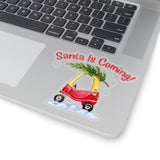 Christmas Stickers/ Santa Red Toy Riding Car Laptop Decal, Planner, Journal Vinyl Stickers