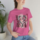 Valentine Shirts/ Silver Gray Heart With Burgundy And Pink Brushtroke Background T shirts
