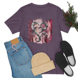Valentine Shirts/ Silver Gray Heart With Burgundy And Pink Brushtroke Background T shirts