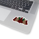 Christmas Stickers/ Red And Green Plaid Holiday Trees Laptop Decal, Planner, Journal Vinyl Stickers