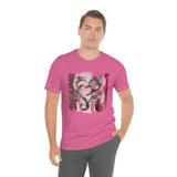 Valentine Shirts/ Silver Gray Heart With Burgundy And Pink Brushtroke Background T shirts