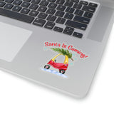 Christmas Stickers/ Santa Red Toy Riding Car Laptop Decal, Planner, Journal Vinyl Stickers