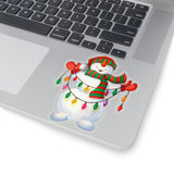 Christmas Stickers/ Snowman With Holiday Lights Laptop Decal, Planner, Journal Vinyl Stickers
