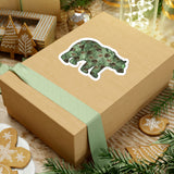Christmas Stickers/ Green Winter Bear With Pinecones Laptop Decal, Planner, Journal Vinyl Stickers