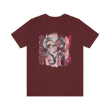 Valentine Shirts/ Silver Gray Heart With Burgundy And Pink Brushtroke Background T shirts