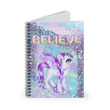 Unicorn Journal/ Pretty Glam Purple Unicorn With Believe Foil Balloons Notebook/ Diary Gift