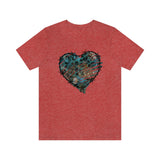 Valentine Shirts/ Gothic Grunge Teal Blue Animal Leopard, Giraffe Print Heart With Barbed Wire T shirts