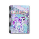 Unicorn Journal/ Pretty Glam Purple Unicorn With Believe Foil Balloons Notebook/ Diary Gift