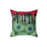 Halloween Throw Pillow/ Gouls Creepy Eyeballs In Liquid With Red And Black Drips Decor
