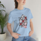 Valentine Shirts/ Gothic Tic Tac Toe Bones And Roses On Marbled Gray Paint Brushstrokes T shirts