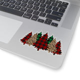 Christmas Stickers/ Red And Green Plaid Holiday Trees Laptop Decal, Planner, Journal Vinyl Stickers