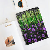 Halloween Journal/ Purple Skulls With Glam Green and Black Drips Notebook/ Diary Gift