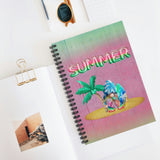 Summer Gnome Journal/ Watermelon Foil Balloons And Tie Dye Beach Surfing Gnome With Palm Tree Summer Notebook/ Diary Gift