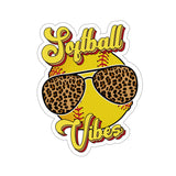 Softball Stickers/ Softball Vibes Leopard Glasses Laptop Decal, Planner, Journal Vinyl Stickers