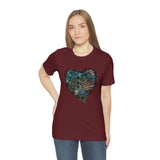 Valentine Shirts/ Gothic Grunge Teal Blue Animal Leopard, Giraffe Print Heart With Barbed Wire T shirts