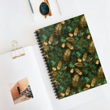 Tropical Journal/ Fern And Monstera Leaves Pattern Gold And Jungle Green Notebook/ Diary Gift