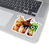 Halloween Stickers/ Coffee Lover Monster Witch Specialty Drinks Collection Laptop Decal, Planner, Journal Vinyl Sticker Pack