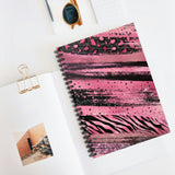 Animal Print Journal/ Pink, Black Zebra Leopard Print Brushstroke Glam Notebook/ Diary Gift