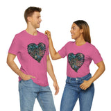 Valentine Shirts/ Gothic Grunge Teal Blue Animal Leopard, Giraffe Print Heart With Barbed Wire T shirts