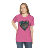 Valentine Shirts/ Gothic Grunge Teal Blue Animal Leopard, Giraffe Print Heart With Barbed Wire T shirts