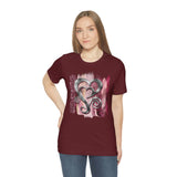 Valentine Shirts/ Silver Gray Heart With Burgundy And Pink Brushtroke Background T shirts