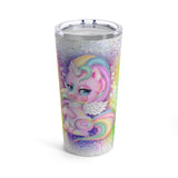 Glam Glitter Unicorn Stainless Steel 20oz Tumbler/ Pretty Purple, Pink, Blue Unicorn Glitter Background Travel Mug Gift