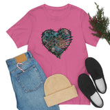 Valentine Shirts/ Gothic Grunge Teal Blue Animal Leopard, Giraffe Print Heart With Barbed Wire T shirts