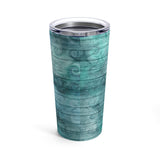 Beach Shells Stainless Steel 20oz Tumbler/ Nautical Watercolor Waves On Sea Blue Wood Travel Mug Gift