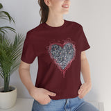 Valentine Shirts/ Gothic Grunge Gray Parchment Heart Skeleton Keys With Rose Pink Ivy Frame T shirts