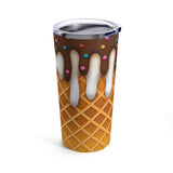 Ice Cream Drip Stainless Steel 20oz Tumbler/ Waffle Cone Chocolate And Vanilla Dripping Ice Cream Sprinkles Summer Travel Mug Gift