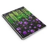 Halloween Journal/ Purple Skulls With Glam Green and Black Drips Notebook/ Diary Gift