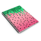 Watermelon Journal/ Watercolor Pink Summer Glam Glitter Green Drips Summer Notebook/ Diary Gift