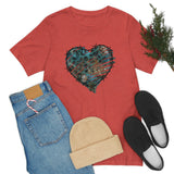 Valentine Shirts/ Gothic Grunge Teal Blue Animal Leopard, Giraffe Print Heart With Barbed Wire T shirts