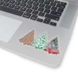 Christmas Stickers/ Red And Green Holiday Trees Laptop Decal, Planner, Journal Vinyl Stickers