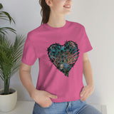 Valentine Shirts/ Gothic Grunge Teal Blue Animal Leopard, Giraffe Print Heart With Barbed Wire T shirts