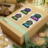 Halloween Stickers/ Neon Cemetery Headstones And Pumpkins Collection Laptop Decal, Planner, Journal Vinyl Sticker Pack