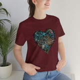 Valentine Shirts/ Gothic Grunge Teal Blue Animal Leopard, Giraffe Print Heart With Barbed Wire T shirts