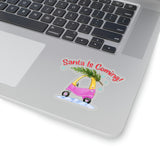 Christmas Stickers/ Santa Pink Toy Riding Car Laptop Decal, Planner, Journal Vinyl Stickers