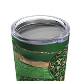 St. Patrick's Day Stainless Steel 20oz Tumbler/  Leopard Glam Shamrock Travel Mug Gift