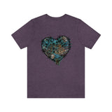 Valentine Shirts/ Gothic Grunge Teal Blue Animal Leopard, Giraffe Print Heart With Barbed Wire T shirts