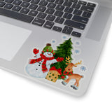 Christmas Stickers/ Snowman And Reindeer Laptop Decal, Planner, Journal Vinyl Stickers
