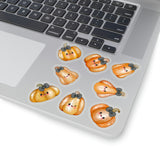 Halloween Stickers/ Cute Kawaii Orange Pumpkins Fall Collection Laptop Decal, Planner, Journal Vinyl Sticker Pack