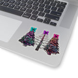 Christmas Stickers/ Purple Neon Holiday Trees Laptop Decal, Planner, Journal Vinyl Stickers